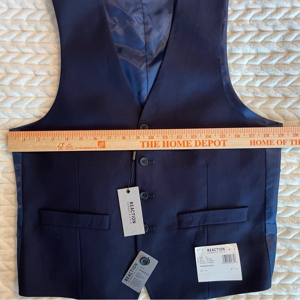 Kenneth Cole Reaction Men's Navy Vest Size small Formal Business - Picture 7 of 11